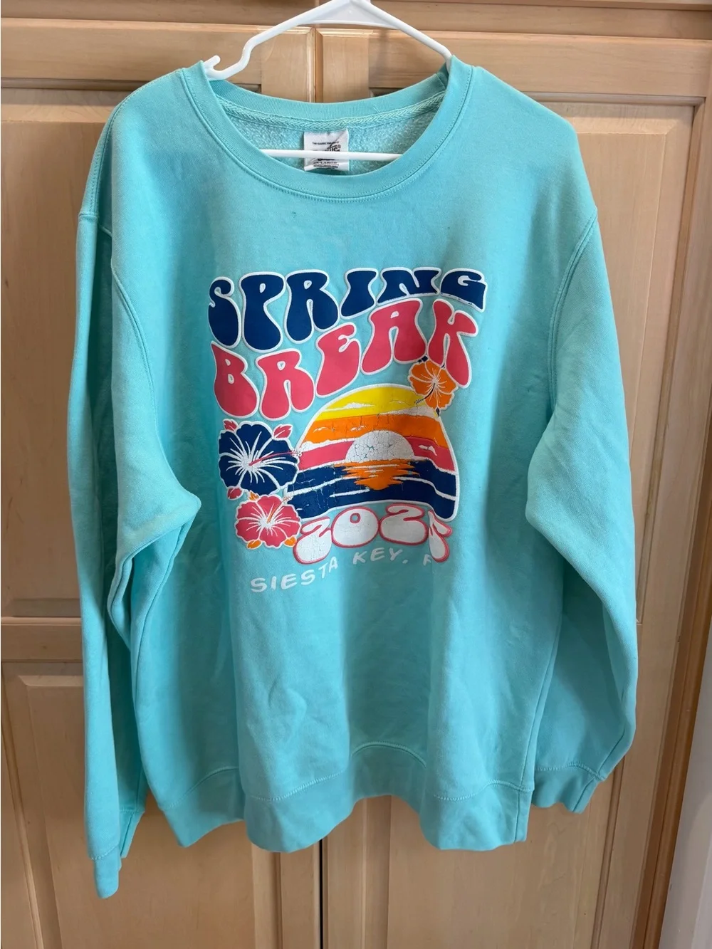 Aqua 'Spring Break' Graphic Pullover Hoodie